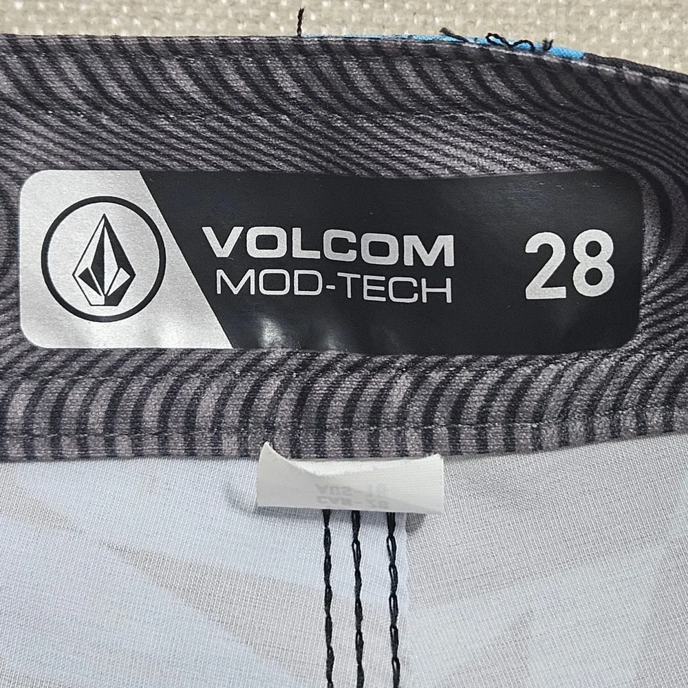 Volcom Mod-Tech Board Shorts Mens 28 Mod Stone Stripe Blue Teal‎ C0812232 NEW